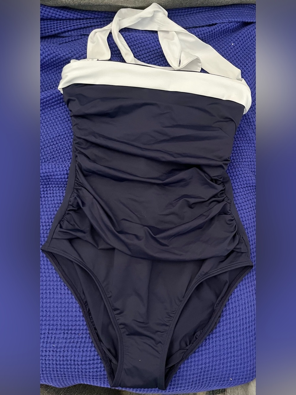 Lauren Ralph Lauren Navy Swimsuit with White Accent